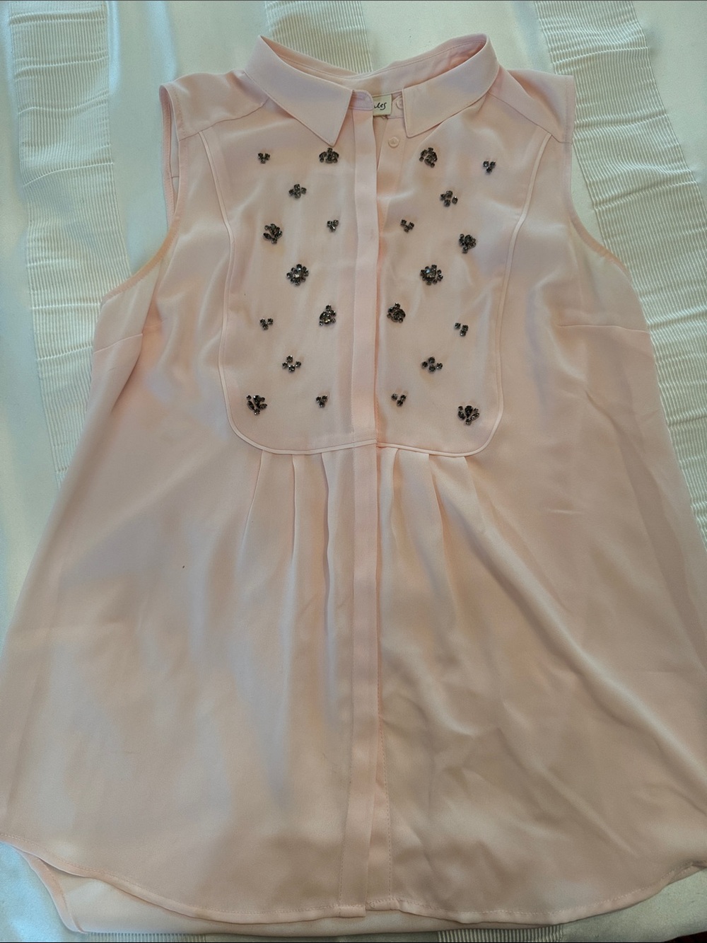 Maison Jules Pale Pink Sleeveless Embellished Blouse